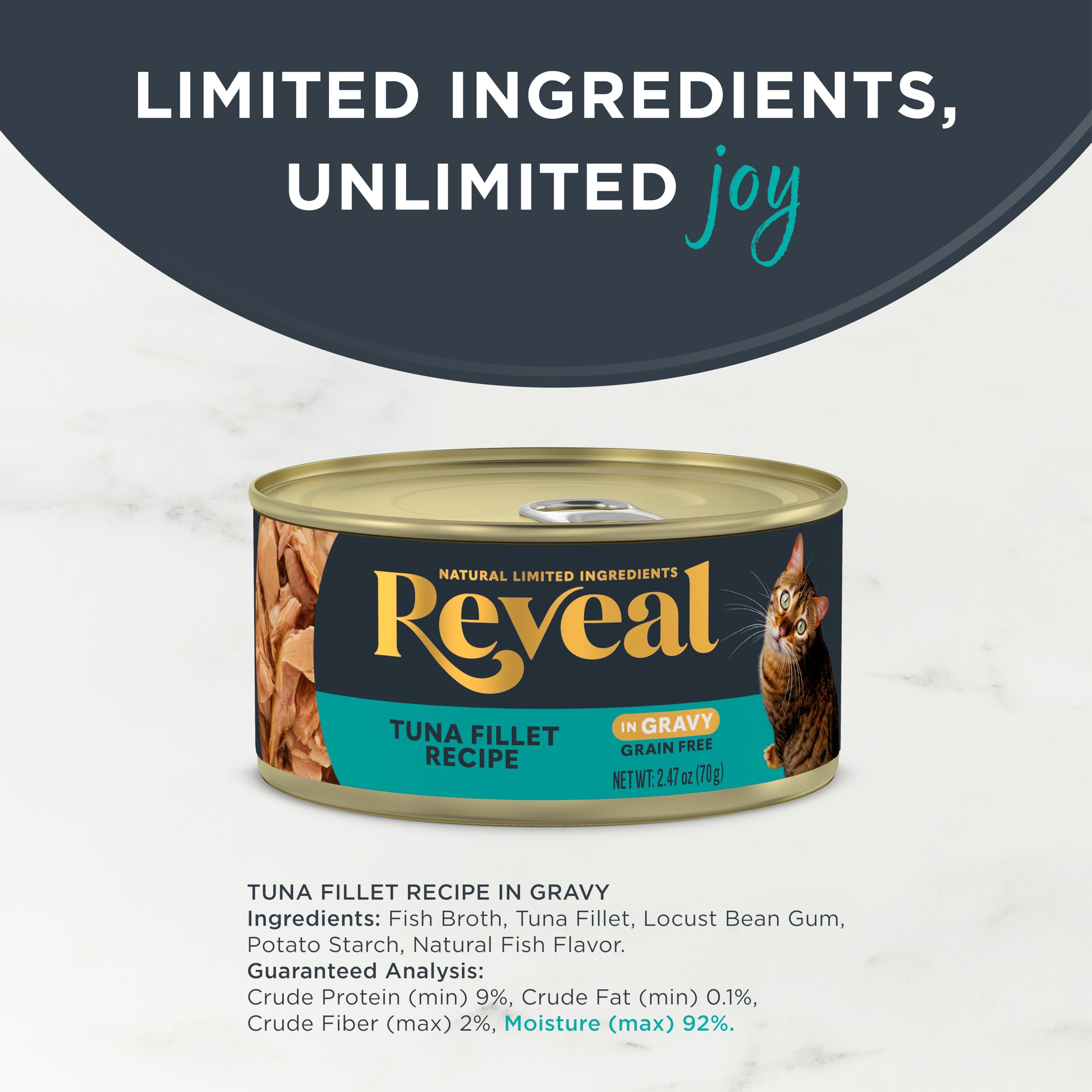 Étiquette Reveal ingrédients limités, sans additifs artificiels et conservateurs.