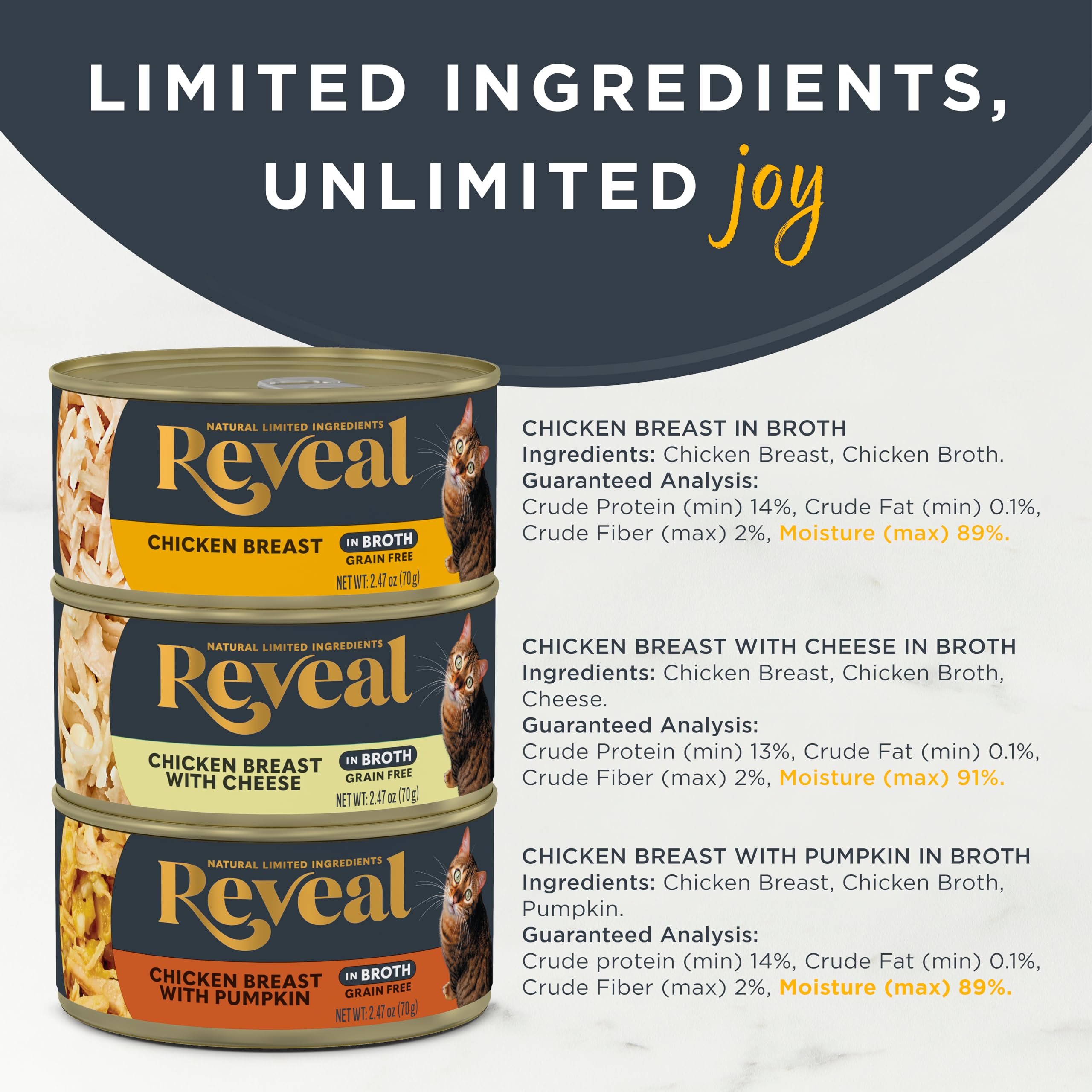Reveal sans additifs artificiels, nourriture humide naturelle et simple.