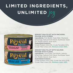 Reveal Chat Senior: mousse sans additifs, alimentation naturelle sélectionnée.