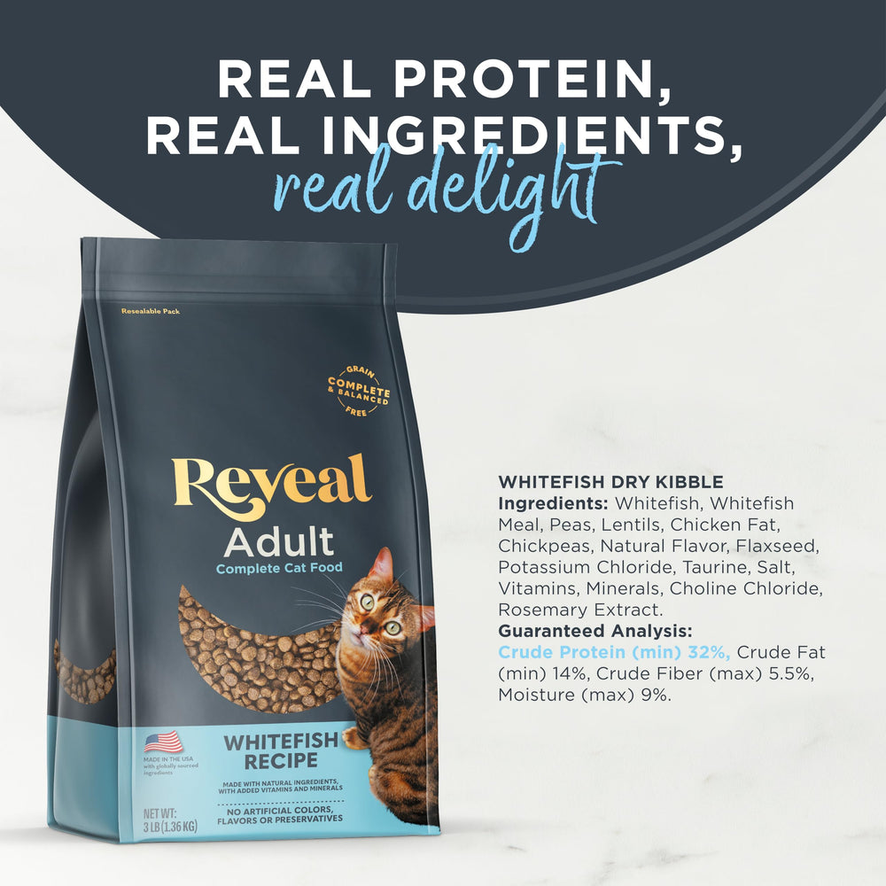 Reveal croquettes chat : étiquette nutritionnelle claire et facile à interpréter.