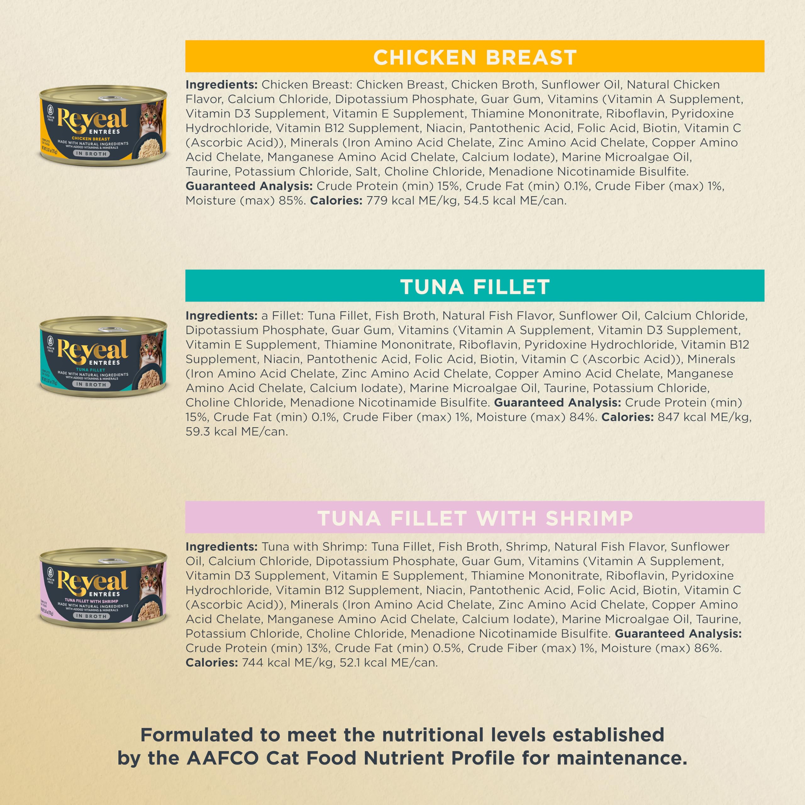 Reveal Entrées: sans céréales, option digeste pour votre chat.