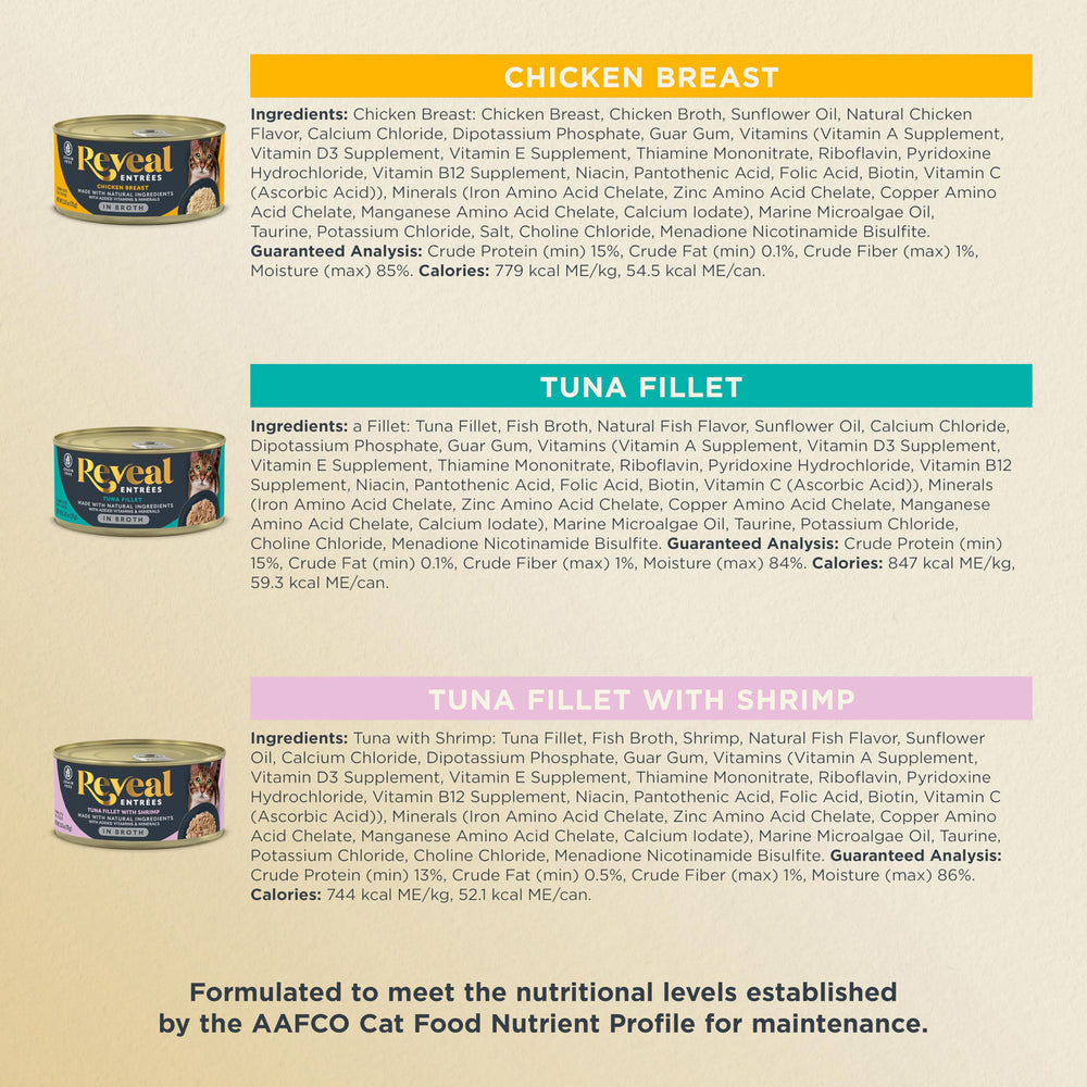 Reveal Entrées: sans céréales, option digeste pour votre chat.