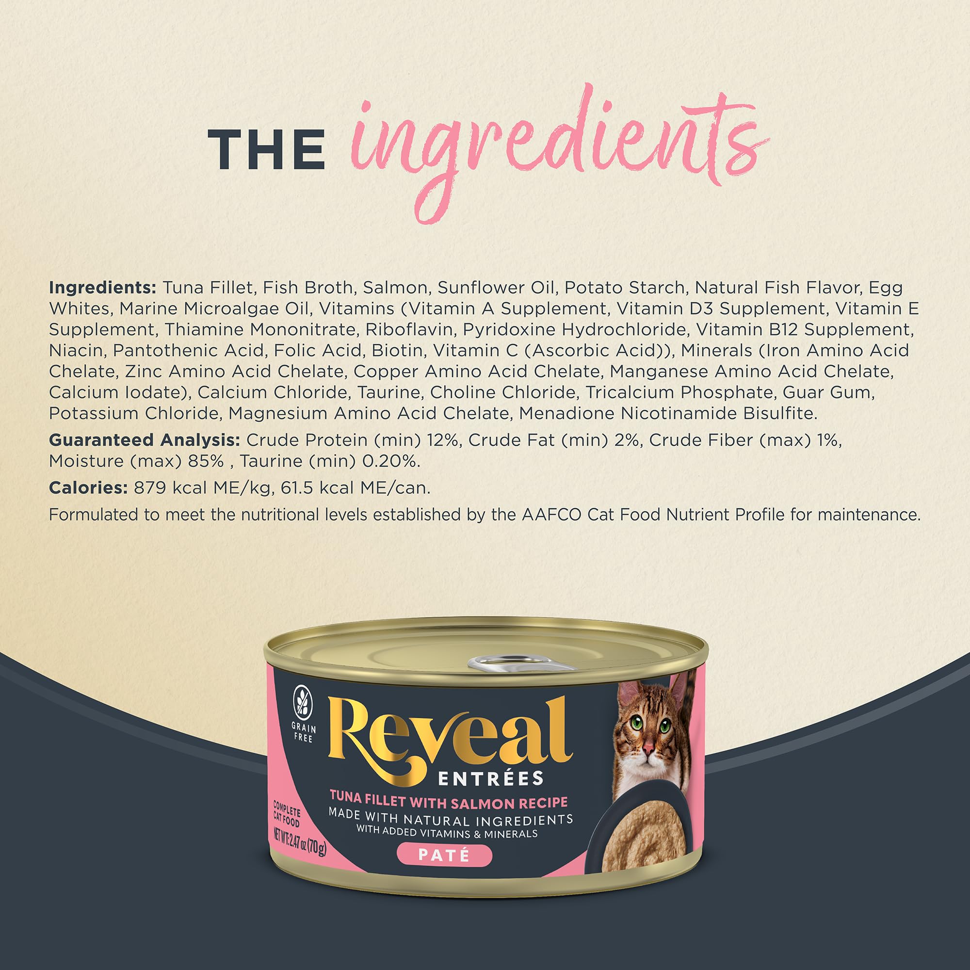 Reveal Entrees protéines élevées : premier ingrédient viande réelle.