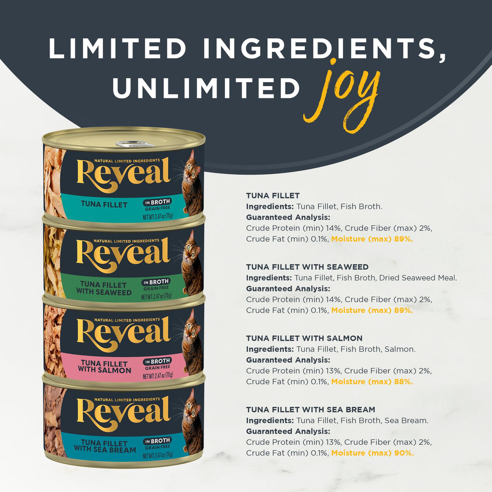 Reveal ingrédients limités en conserve, sans additifs artificiels.