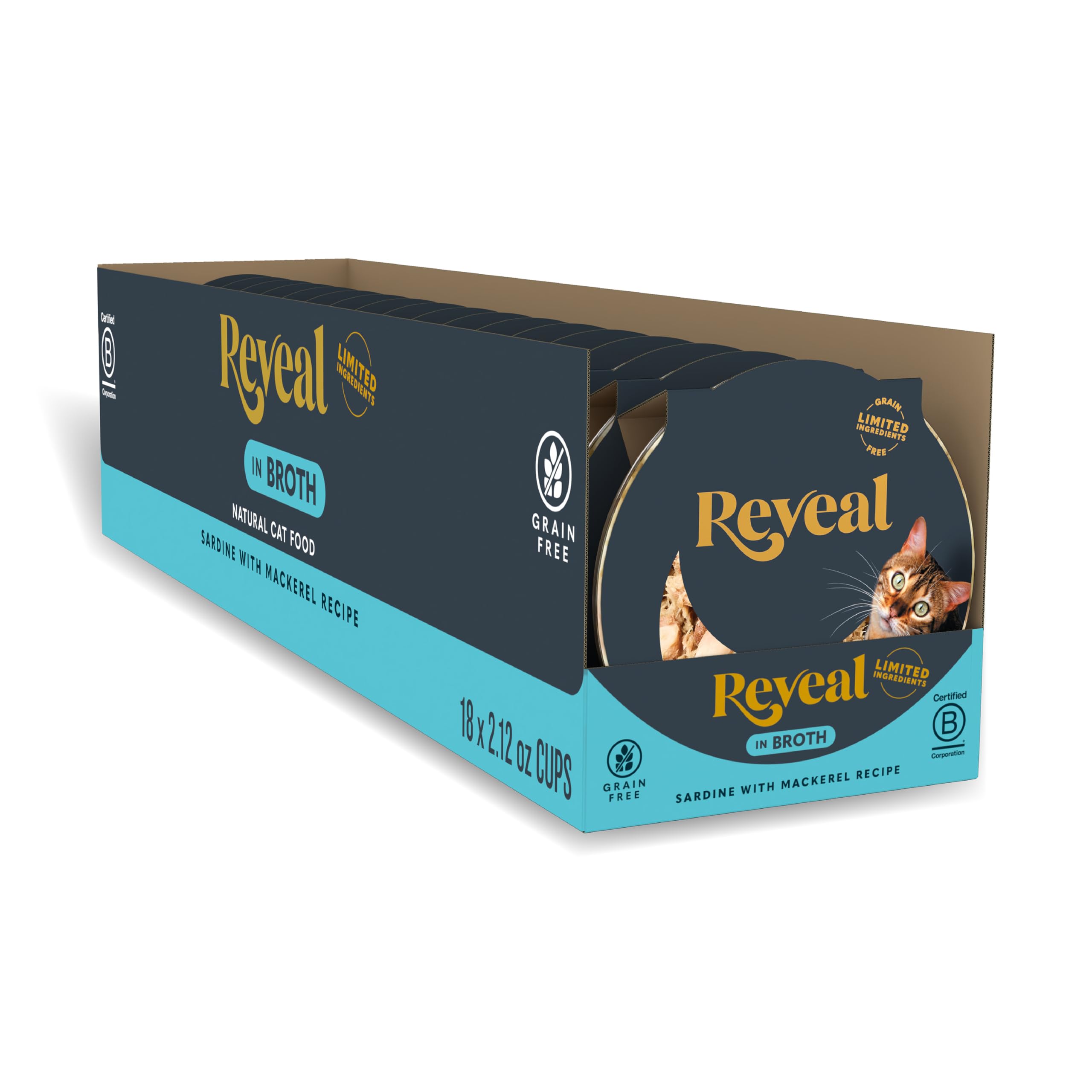 Reveal Naturel: pots sardine-maquereau en bouillon, repas humide appétissant et protéiné.