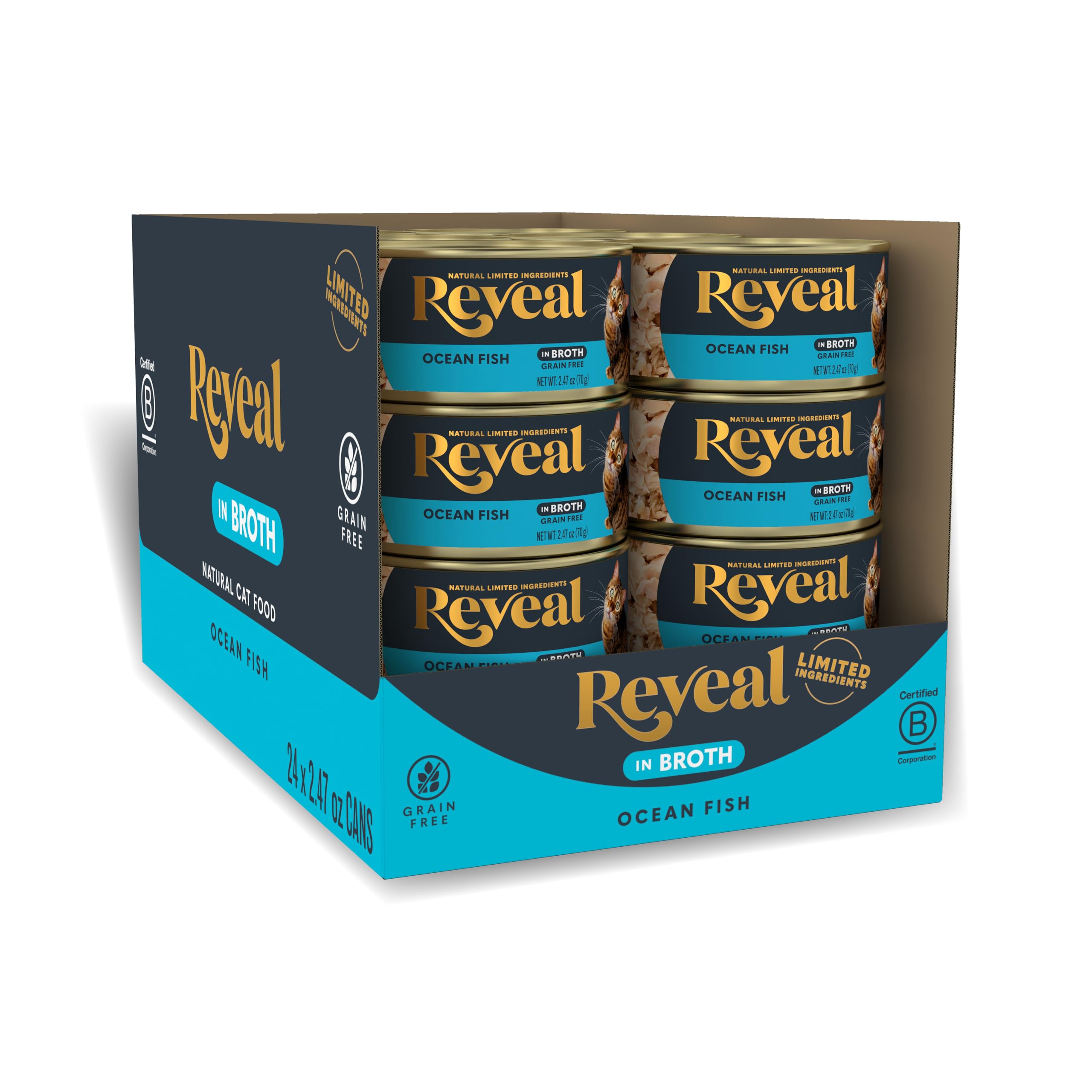 Reveal nourriture chat humide en conserve, texture appétissante et hydratante.
