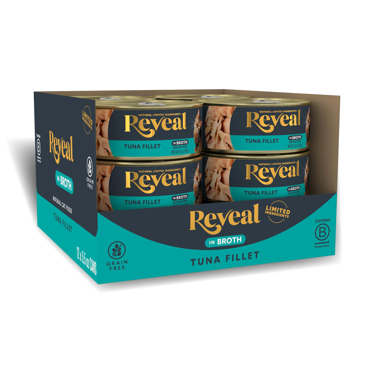 Reveal conserve humide de thon en filets dans bouillon, apport protéiné naturel.