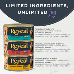 Reveal ingrédients limités, sans additifs artificiels, pour une alimentation simple et naturelle.
