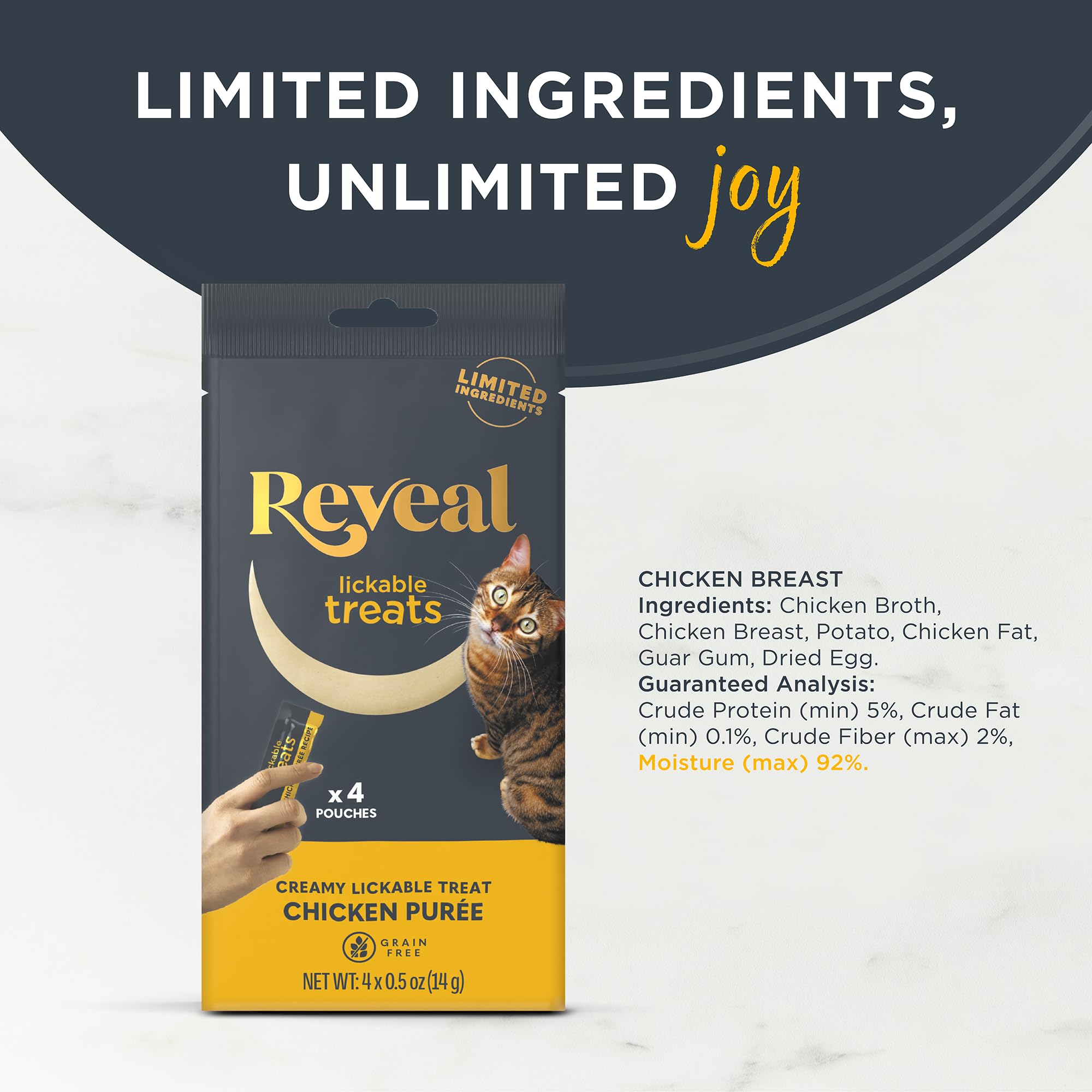 Reveal sachet sans céréales poulet: option légère pour la friandise quotidienne