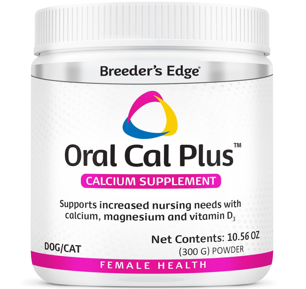 Breeder’s Edge Cal Plus Poudre pour chiens et chats, utilisation simple.