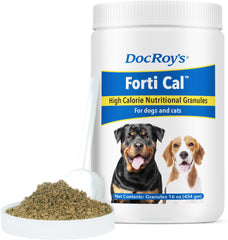 Doc Roy’s Forti Cal granules saveur roti-boeuf et foie, énergie et appétit soutenu.