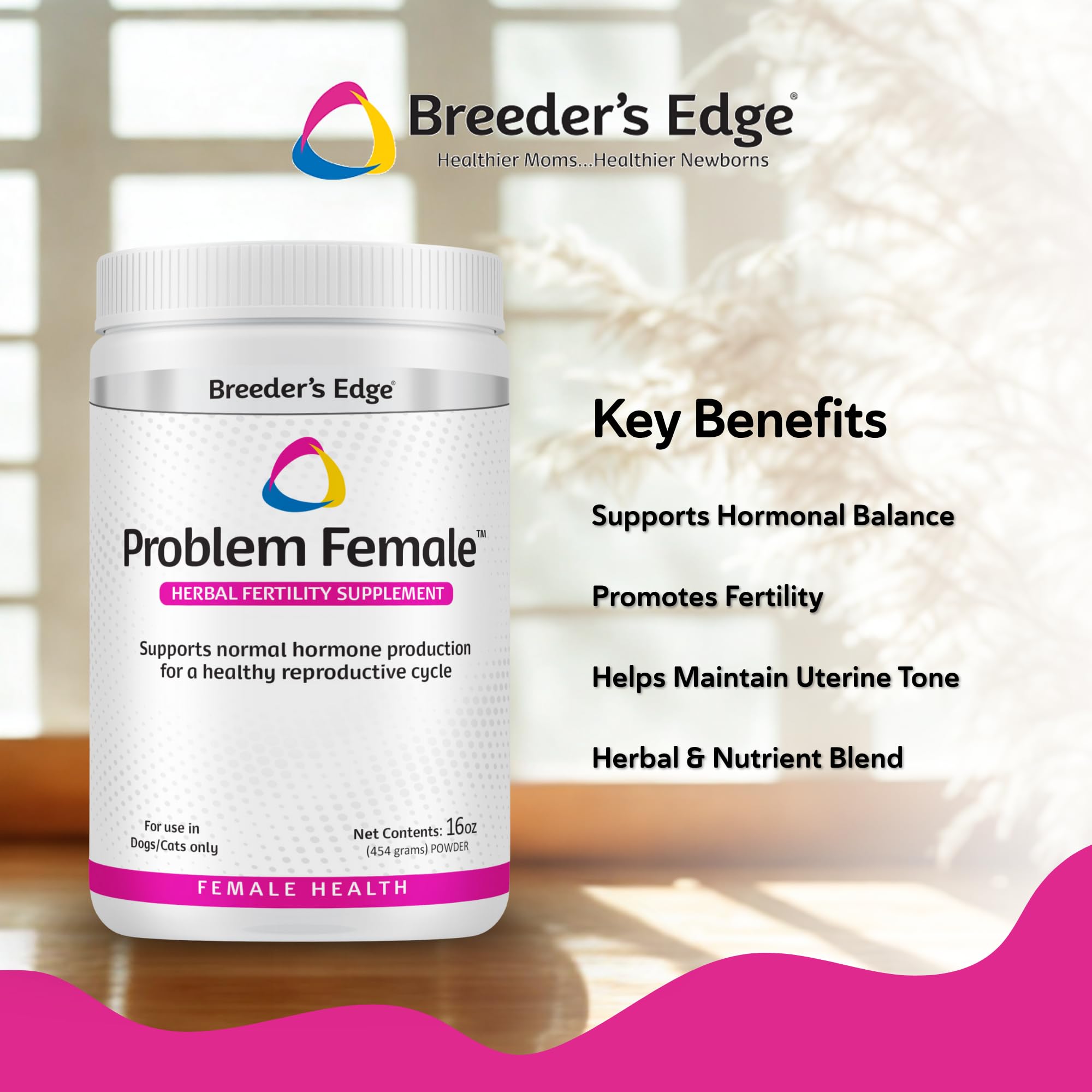 Breeder’s Edge Équilibre Hormonal – visuel montrant équilibre œstrogène et progestérone possible.
