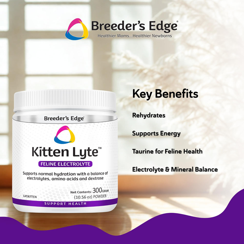 Breeder’s Edge Kitten Lyte – mélange dans l’eau, facilite l’apport d’électrolytes.