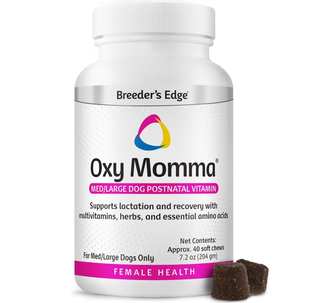 Breeder's Edge Oxy Momma, bouteille de friandises molles pour lactation.