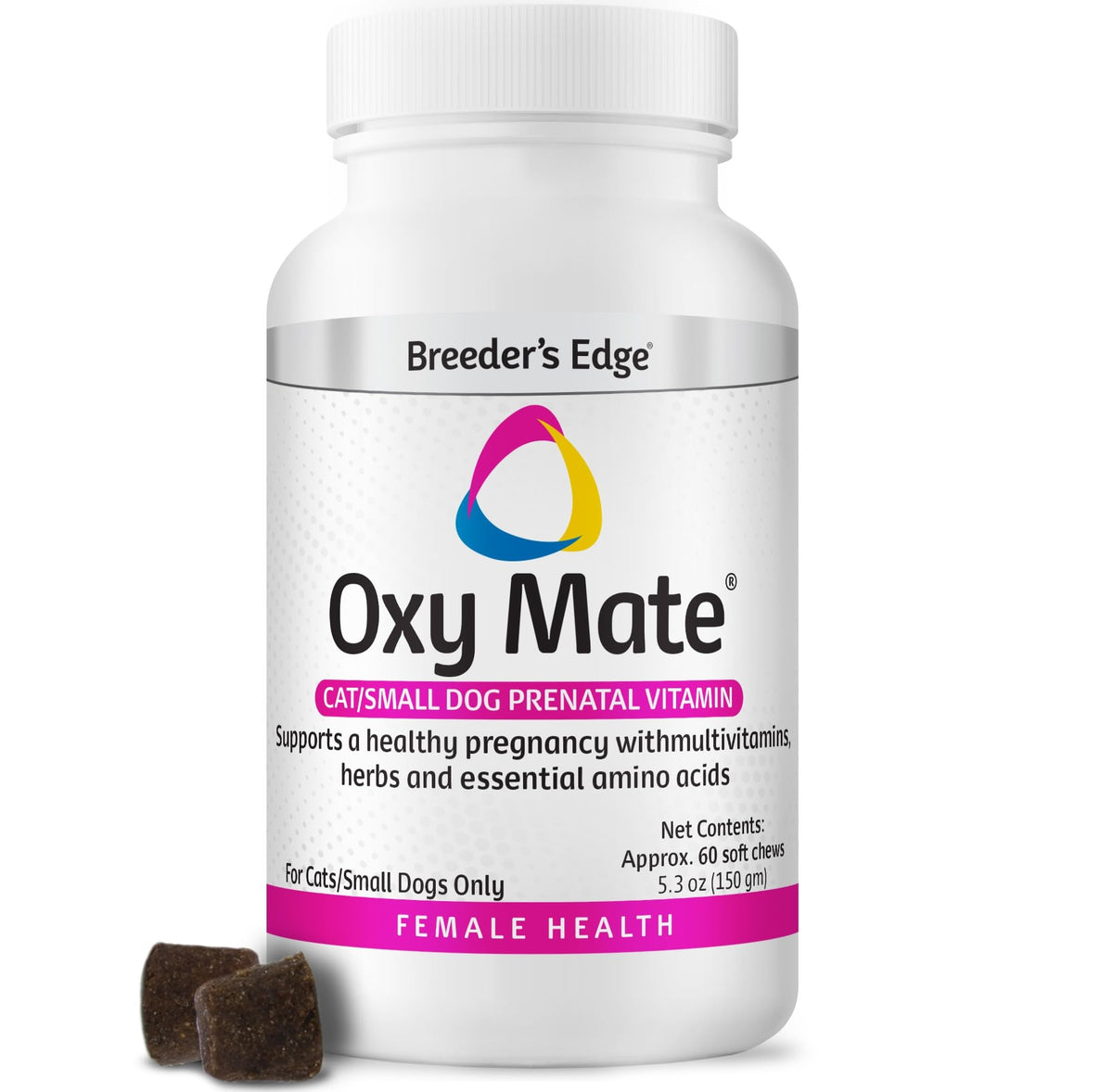 Breiver Oxy Mate, bouteille-pack-shot : soutien prénatal pour mamans chiens et chats.