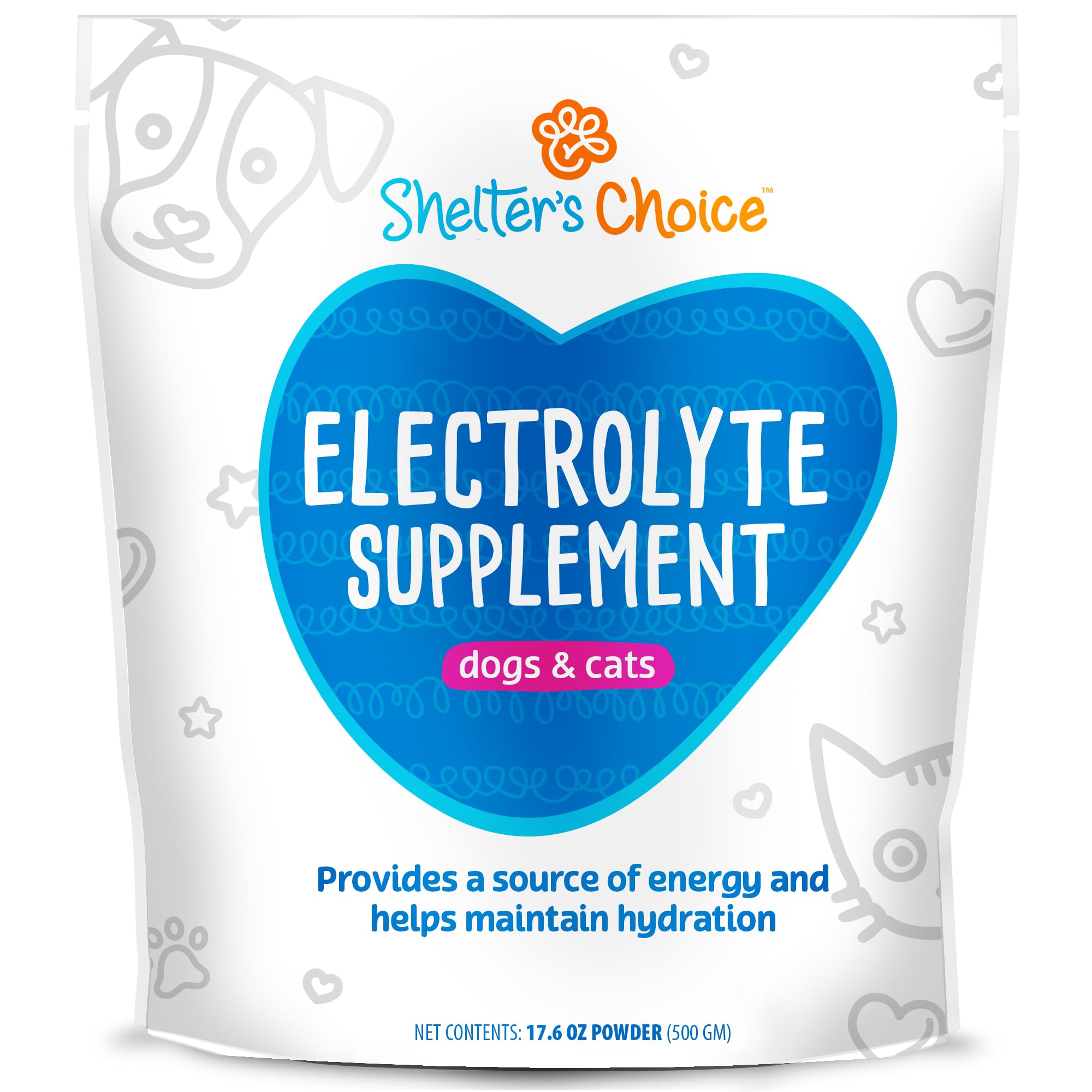 Shelter’s Choice poudre électrolytique saveur poulet pour hydrater les animaux.