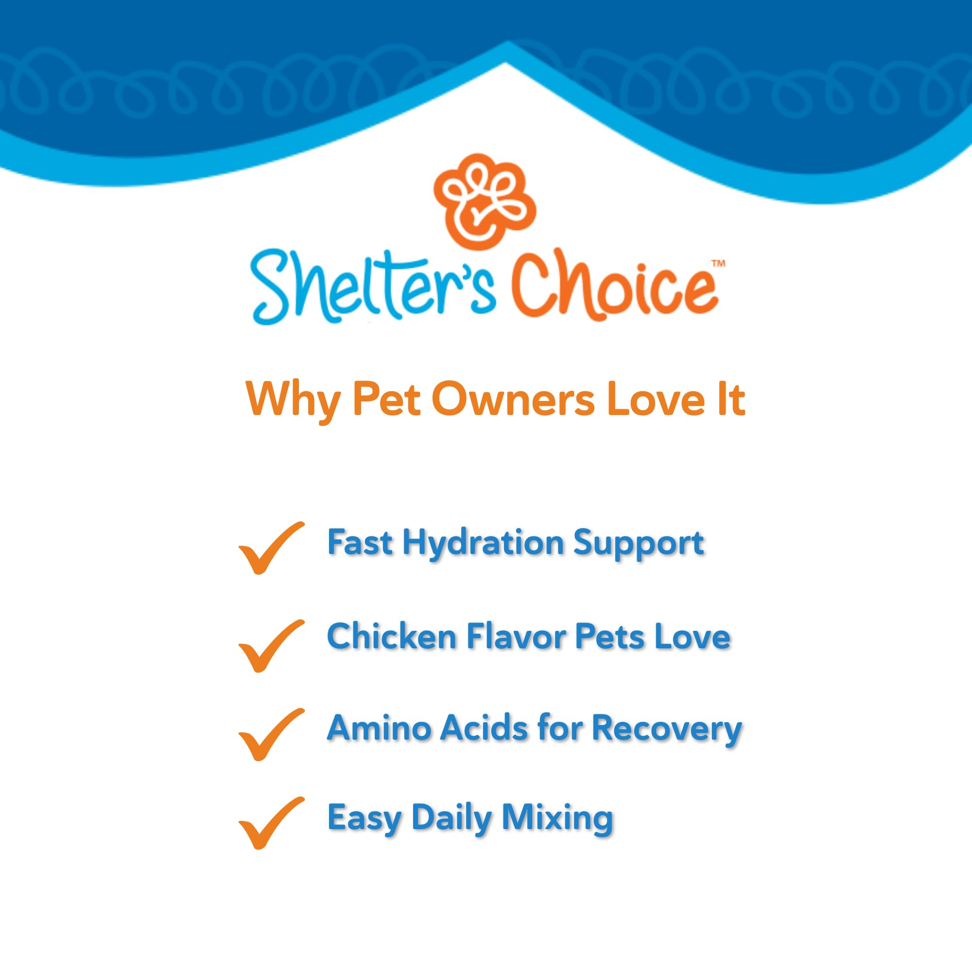 Sachet Shelter’s Choice prêt à l’emploi pour hydratation animale.