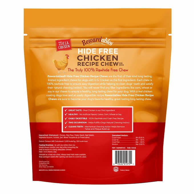 Rewardables bouchées poulet sans additifs, sans céréales, savoureuses et nutritives.