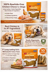Rewardables bouchées au poulet sans rawhide, sans céréales, pour une digestion plus sereine.