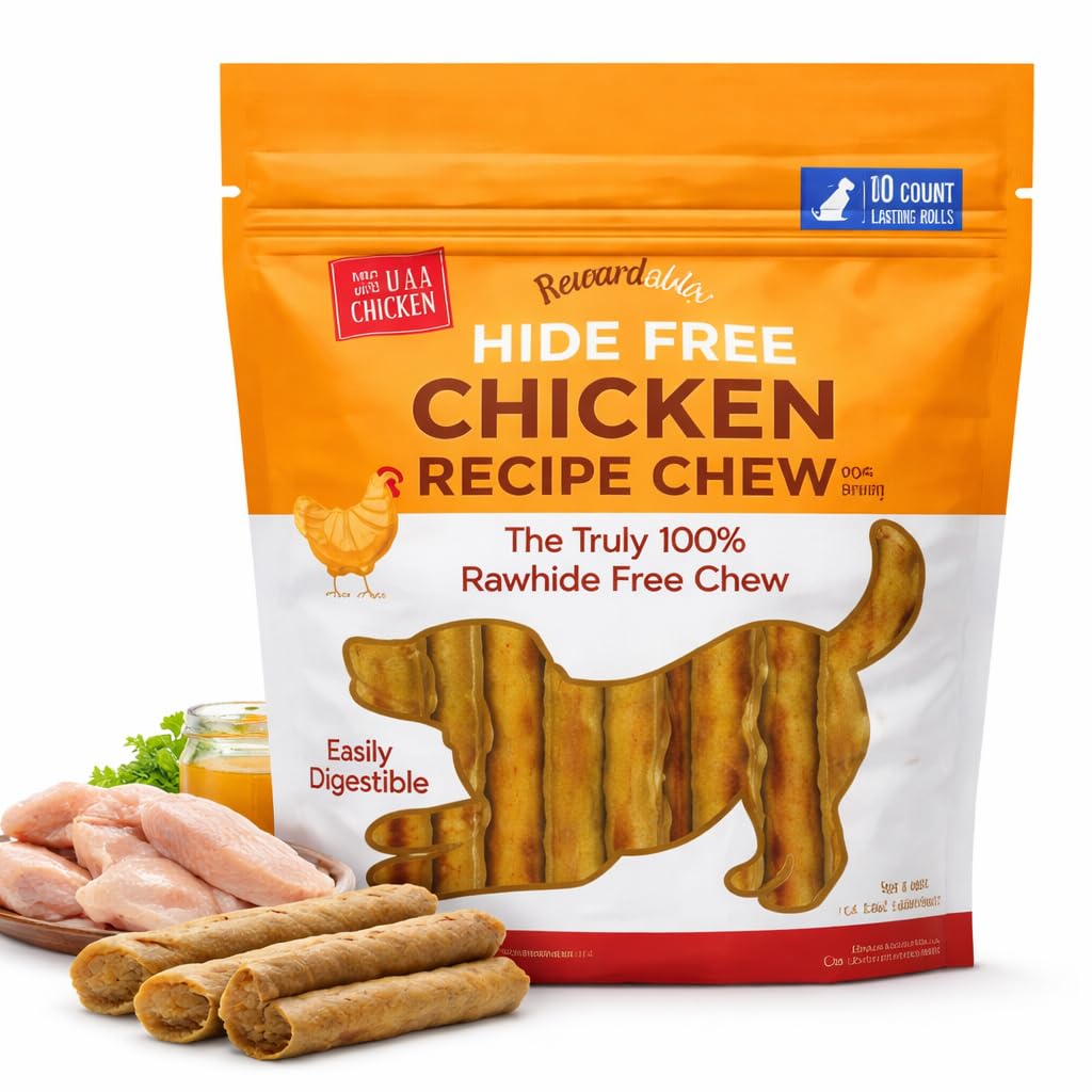 Sachet refermable Rewardables pour friandises au poulet sans cuir brut, pratique et frais.