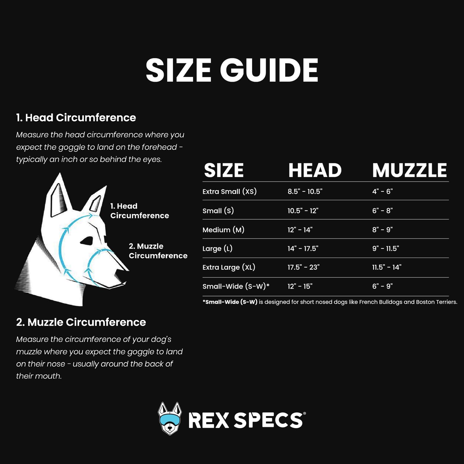 Rex Specs V2 pour chien grand noir vue latérale, stabilité accrue pour chiens actifs