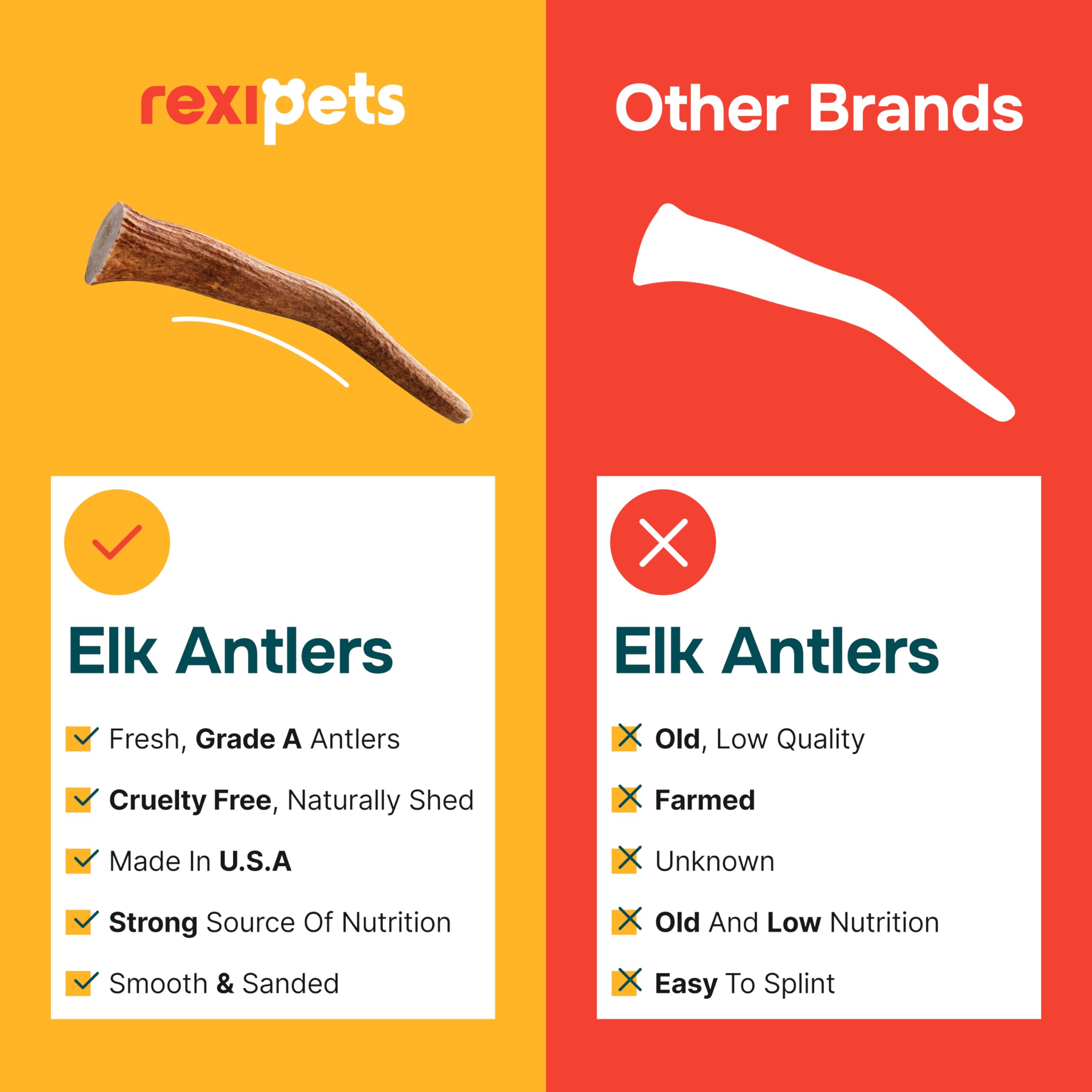 REXIPETS corne-elan-chien usage quotidien idéal pour occuper votre chien.