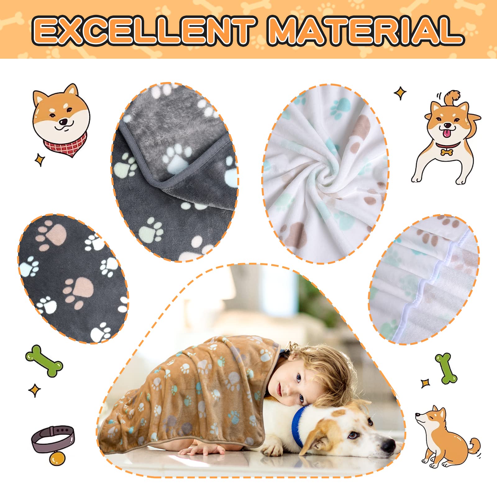 Couverture Rezutan pour chien imprimé patte gris marron blanc.