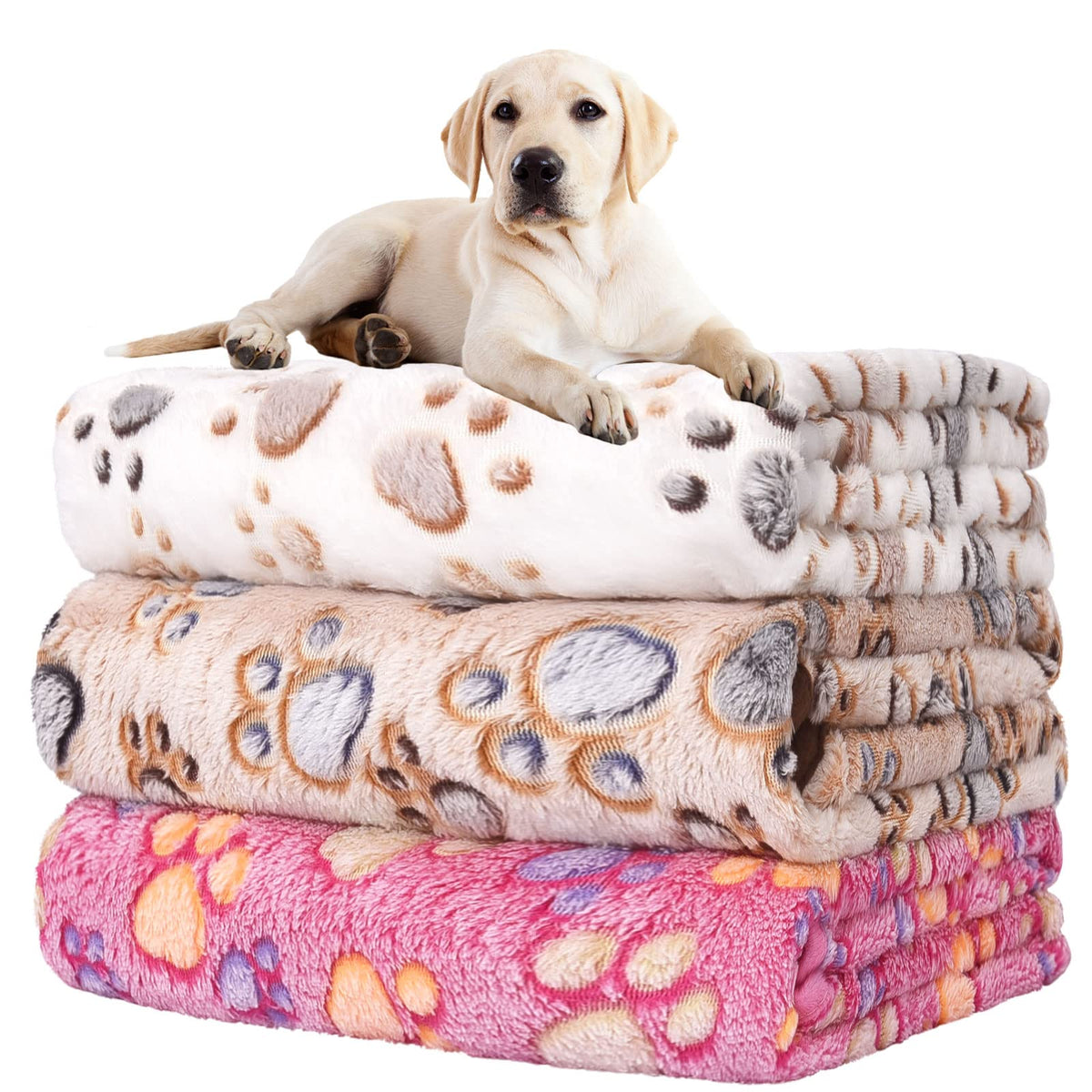 Couverture Rezutan pour chien au motif patte blanc, douceur et confort.