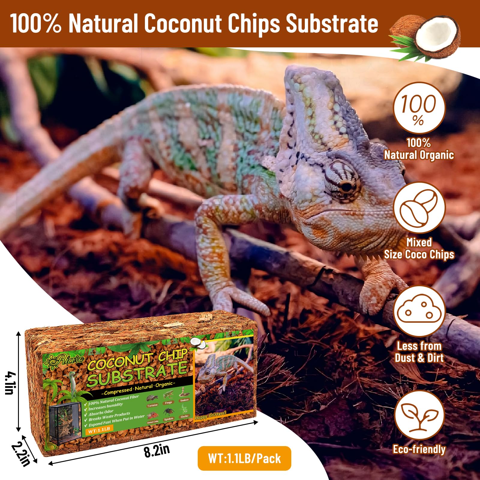 Riare brique substrat coco-chip agrandissement – expansion rapide sans poussière.