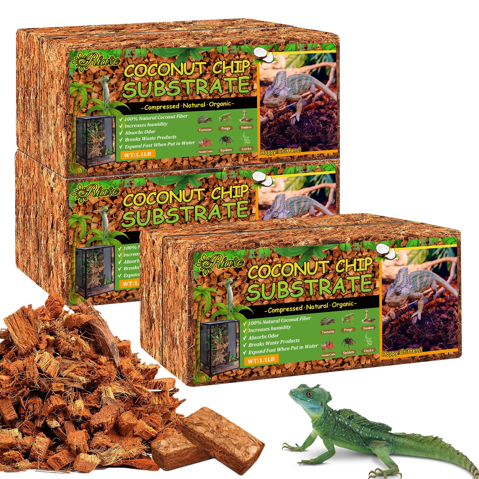 Riare lot6 substrat coco-chip reptiles – habitat naturel prêt à l’emploi.