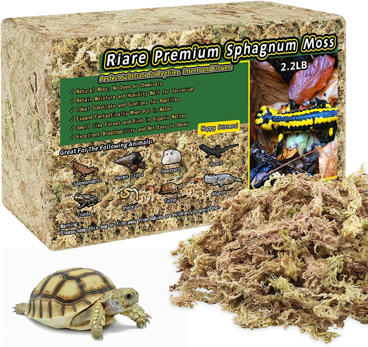 Riare Mousse sphagnum naturelle dans son emballage, prêt à l’emploi pour terrarium.