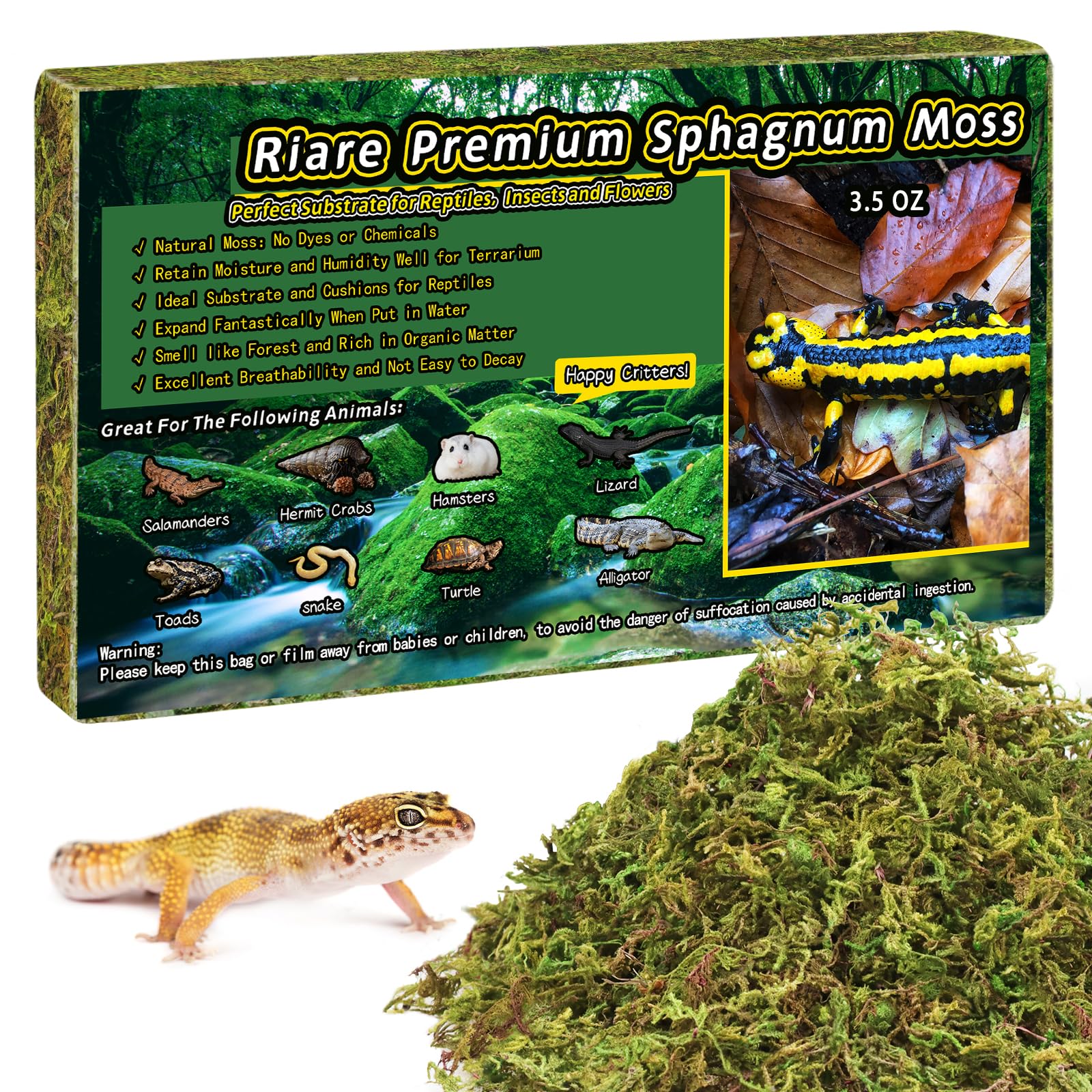 Riare mousse sphagnum pour terrarium naturel, substrat doux et humide.
