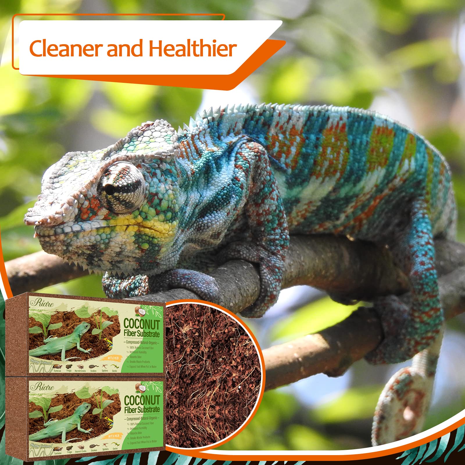 Substrat coco Riare pratique et durable pour les animaux qui creusent.