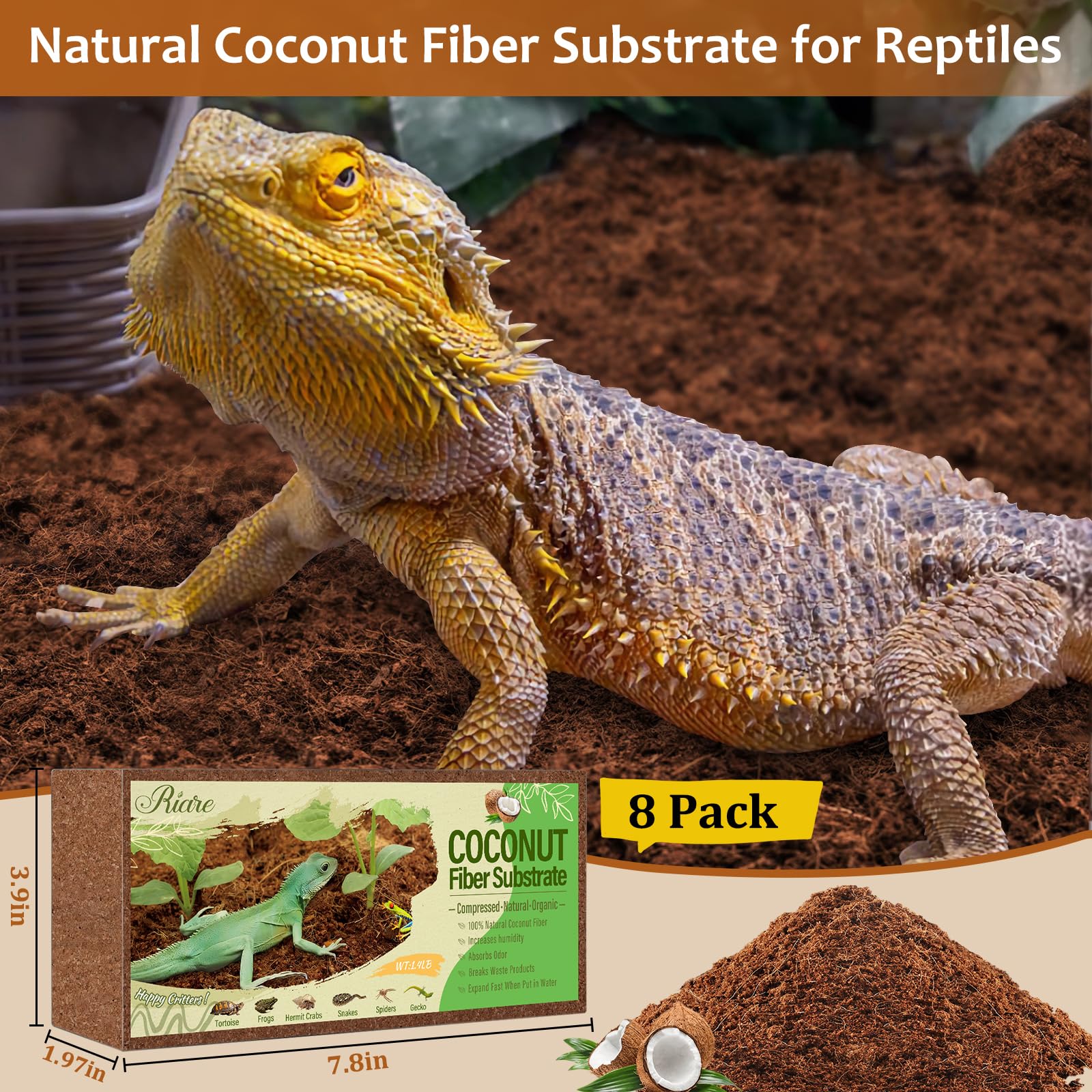 Riare substrat terrarium humide: retient l'humidité pour un habitat sain.