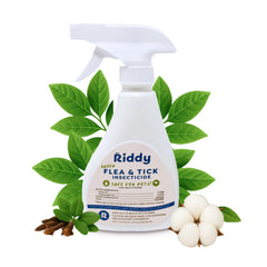 Riddy bouteille spray naturel puces et tiques, utilisation pratique et rapide à la maison.
