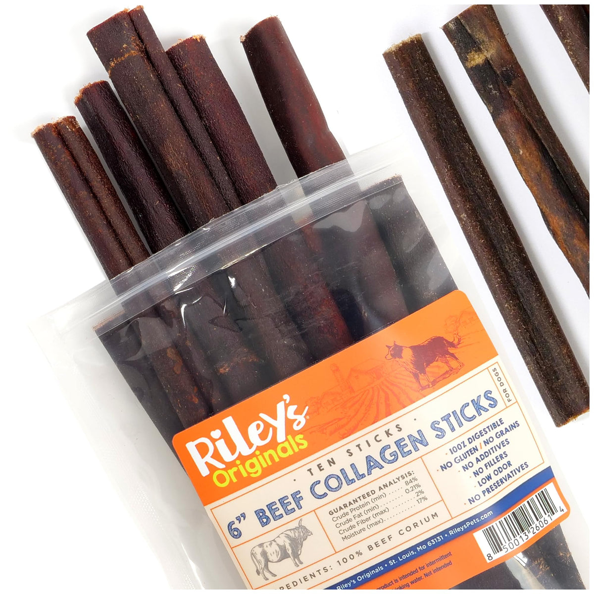 Riley's batonnets collagene boeuf pour chiens, ensemble avec emballage, idéal pour occuper.