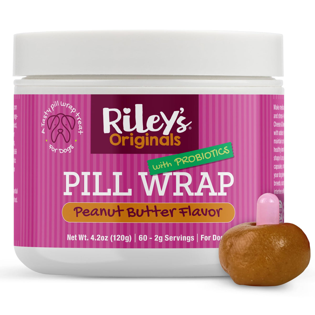 Riley's Pill Wrap, emballage pratique pour masquer les pilules avec pâte au beurre de cacahuète.