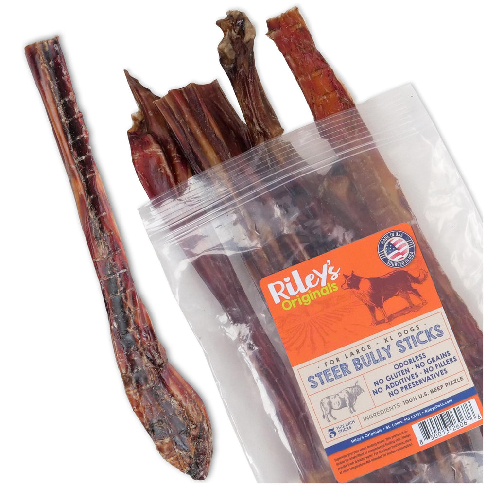 Riley's Steer Sticks pour grands chiens sans odeur, mâche durable et propre.