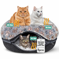 RINGTAIL Peekaboo caverne donut pour chats offrant repos profond et jeux exploratoires