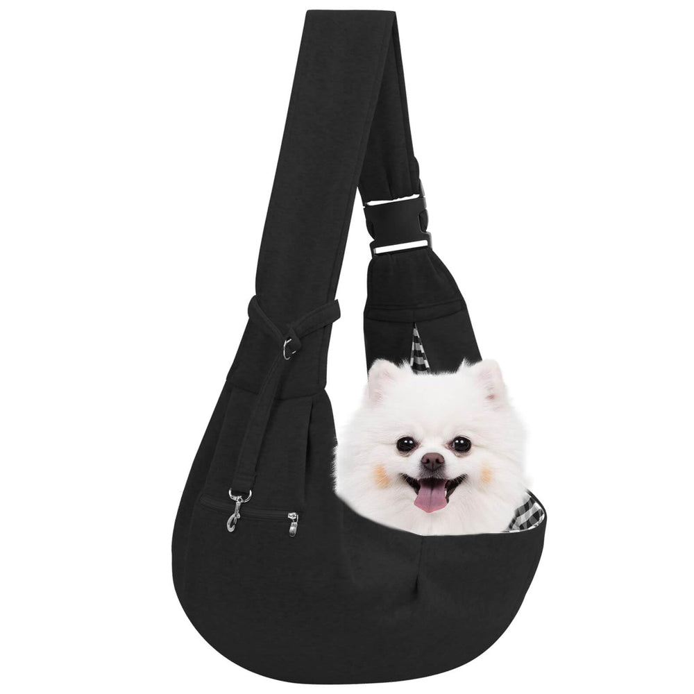 Riuja sling porteur chien noir, pratique et mains libres pour petites tailles.