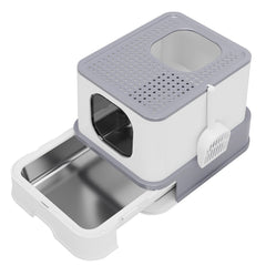 RIZZARI boite-litiere inox grand ouverte, espace spacieux et nettoyage facile