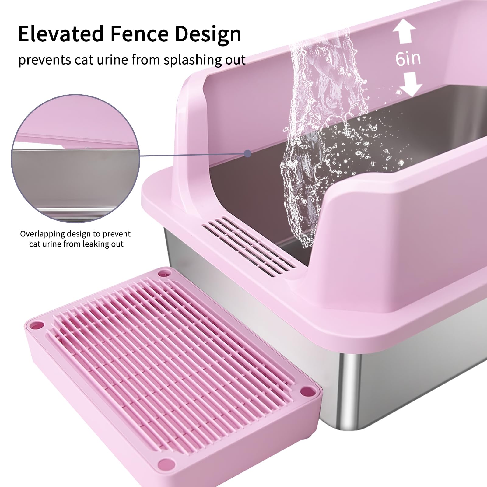 Litière RIZZARI inox rose nettoyage rapide et simple