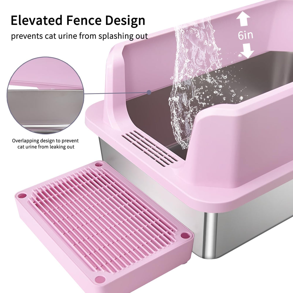Litière RIZZARI inox rose nettoyage rapide et simple