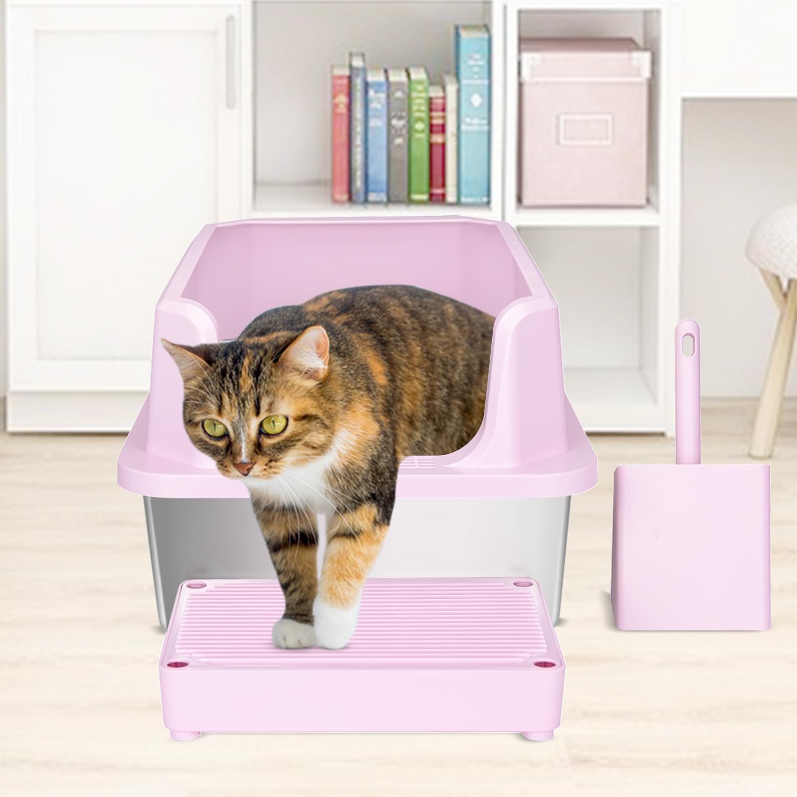 Litière RIZZARI inox rose usage polyvalent dans living