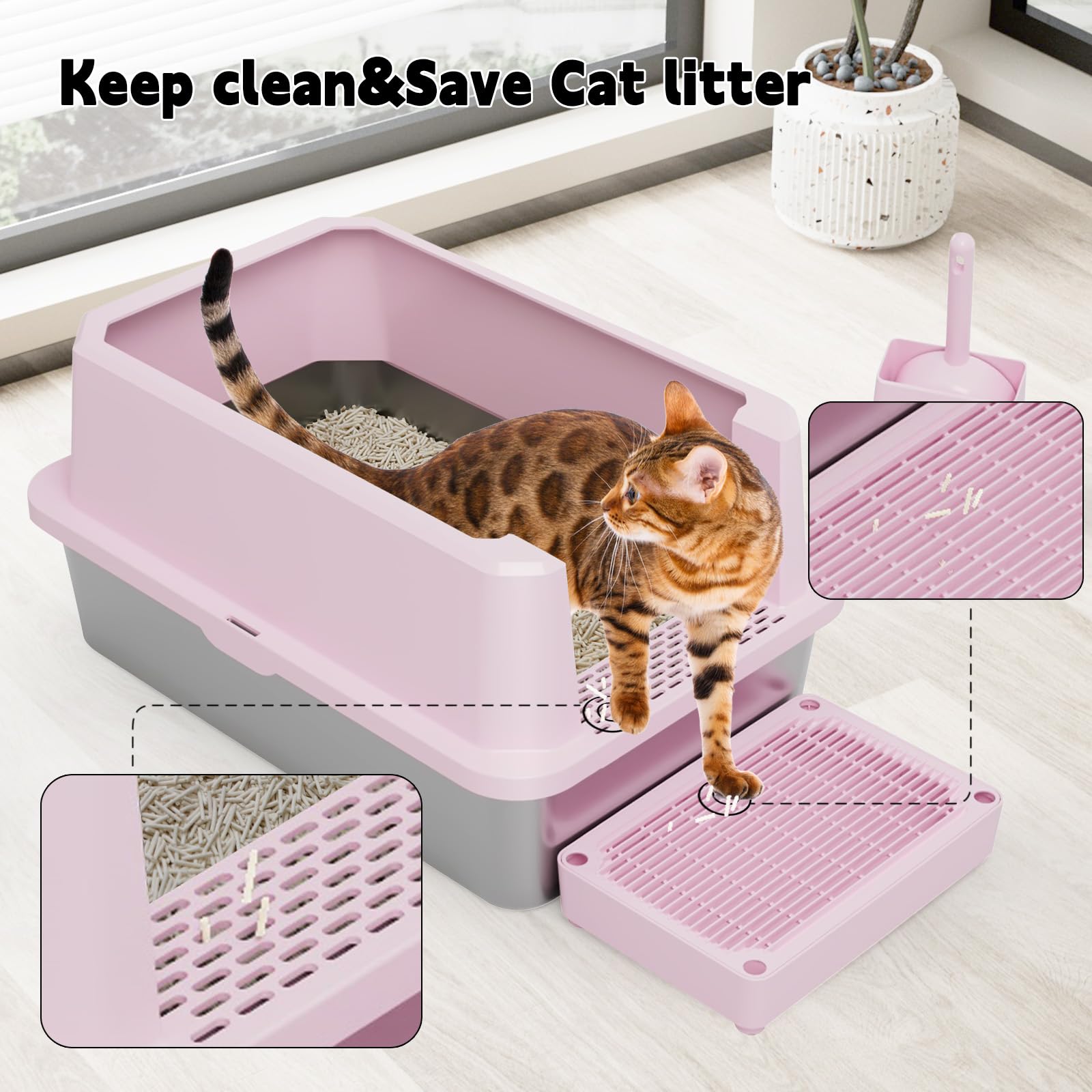RIZZARI litière chat base lustrée 304 rose – nettoyage rapide et hygiène facilitée