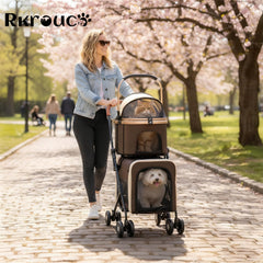 Poussette RKrouco ouverte montrant les dimensions pour planifier les promenades.