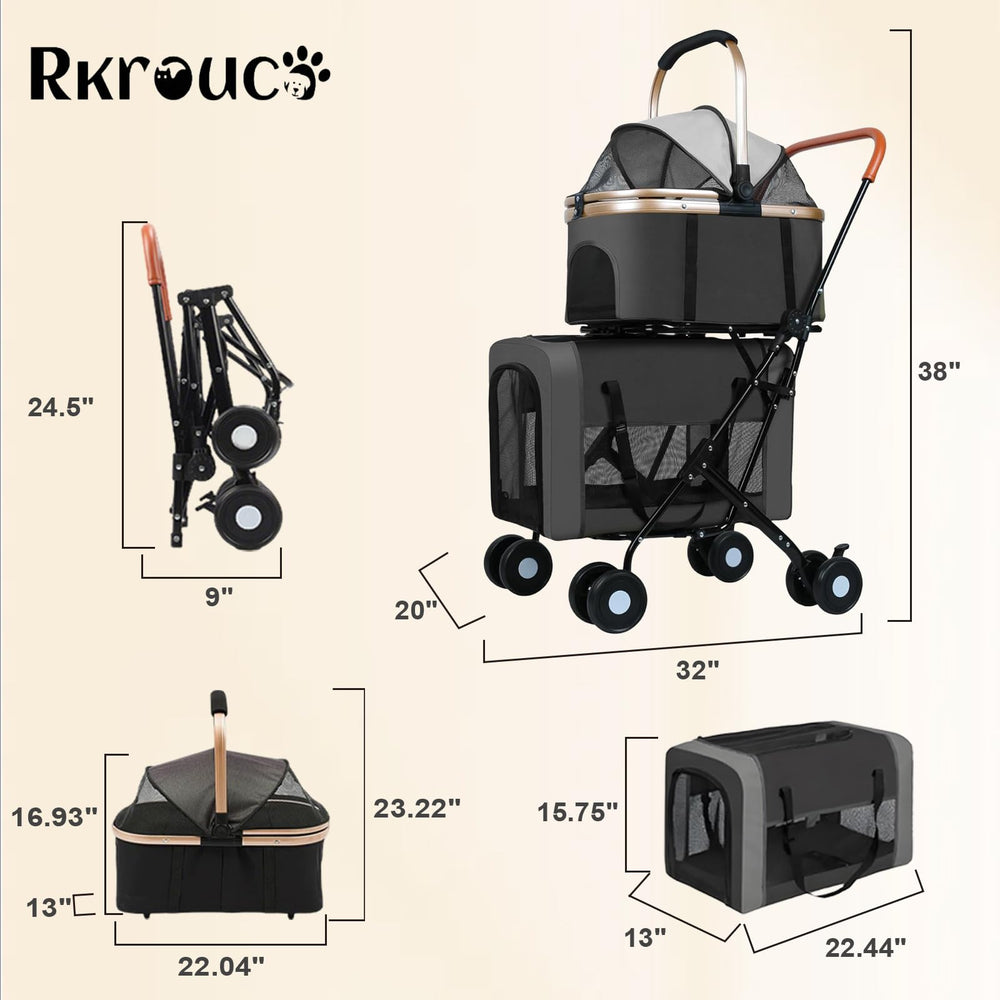 Rkrouco Poussette double basse caisse detachees – espace généreux pour les compagnons