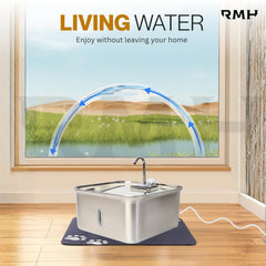 RMH filtration-triple-LED-vue-niveau-eau, eau clairement visible et propre.