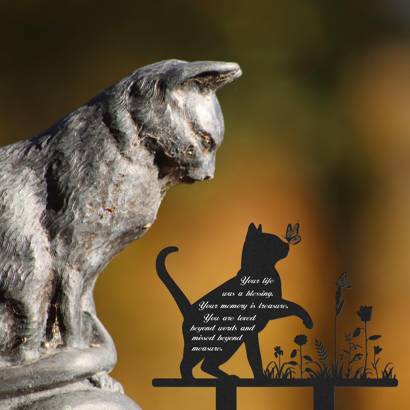 Rngmsi plaque mémorial chat à poser dans le jardin