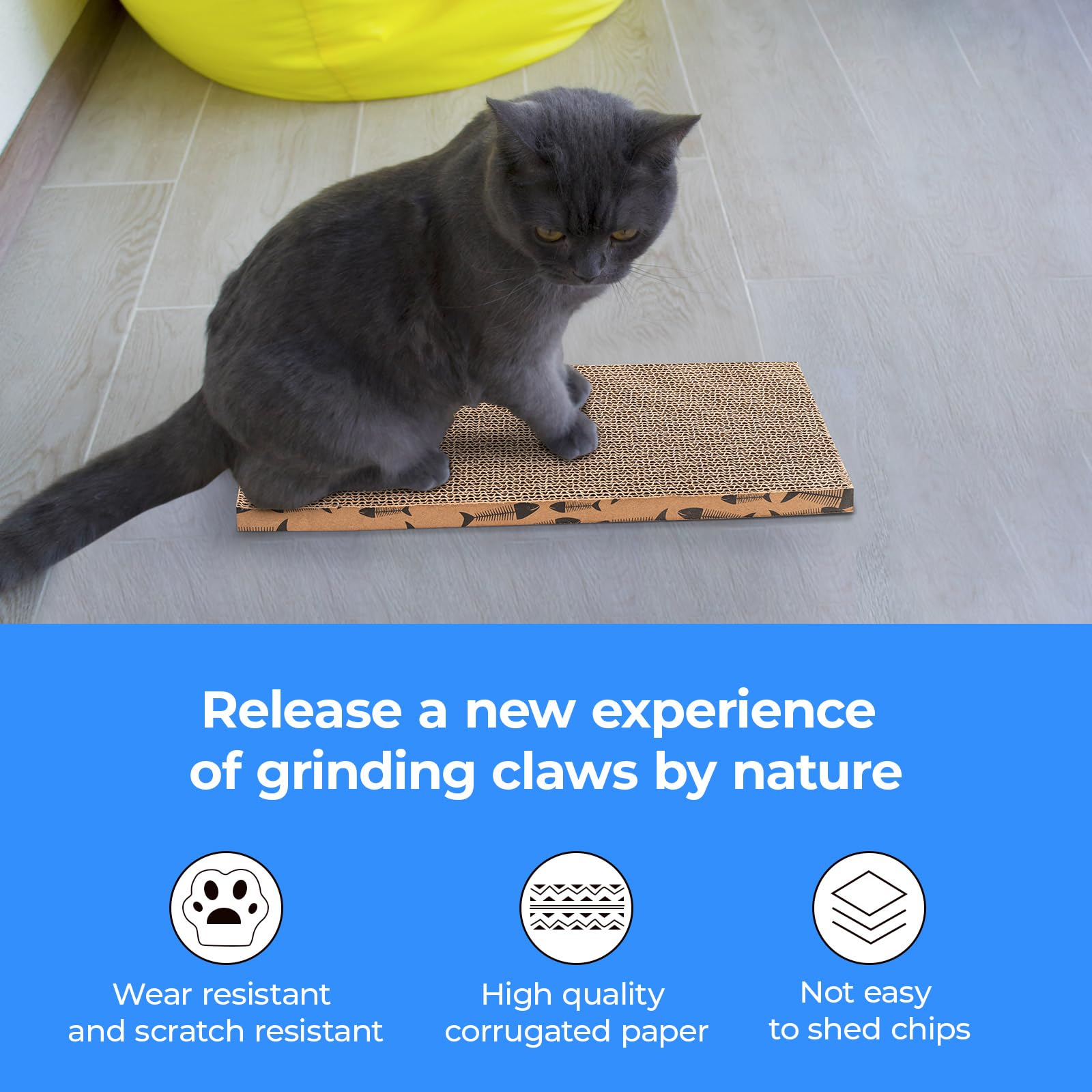 Roadtofree planche griffage chat eco-responsable, carton recyclable et sûr.